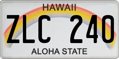 HI license plate ZLC240