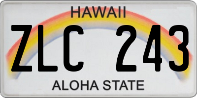 HI license plate ZLC243