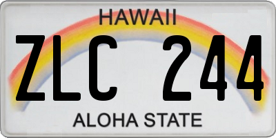 HI license plate ZLC244