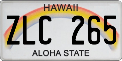 HI license plate ZLC265