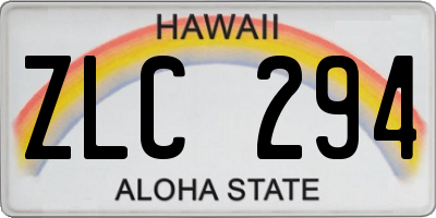 HI license plate ZLC294
