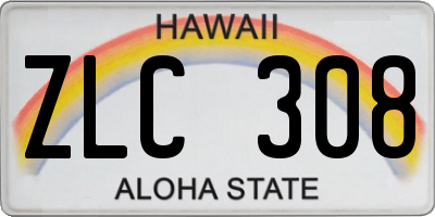 HI license plate ZLC308