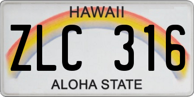 HI license plate ZLC316