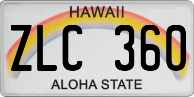 HI license plate ZLC360