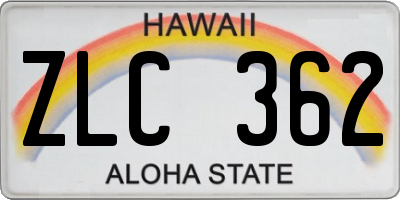 HI license plate ZLC362