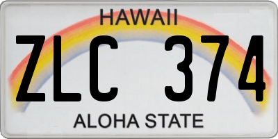 HI license plate ZLC374