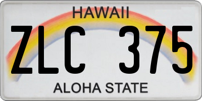 HI license plate ZLC375