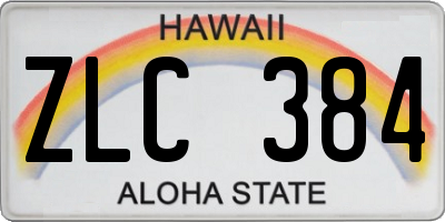 HI license plate ZLC384
