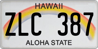 HI license plate ZLC387
