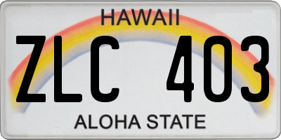 HI license plate ZLC403