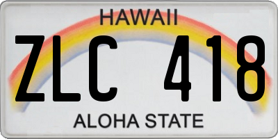 HI license plate ZLC418