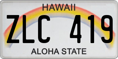 HI license plate ZLC419