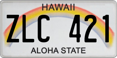 HI license plate ZLC421