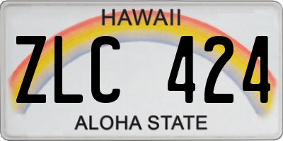 HI license plate ZLC424