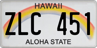 HI license plate ZLC451