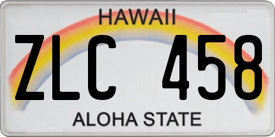HI license plate ZLC458