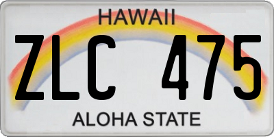HI license plate ZLC475