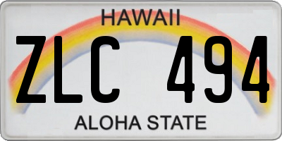 HI license plate ZLC494