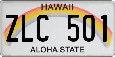 HI license plate ZLC501