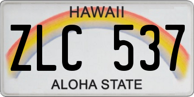 HI license plate ZLC537