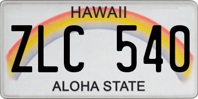 HI license plate ZLC540