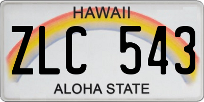 HI license plate ZLC543