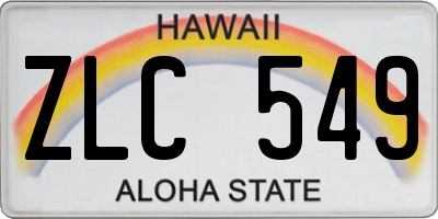HI license plate ZLC549