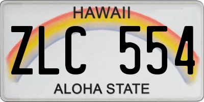 HI license plate ZLC554