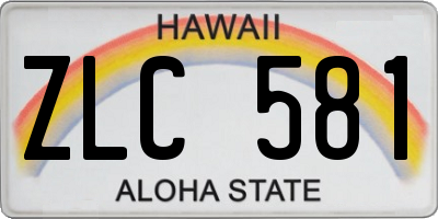 HI license plate ZLC581