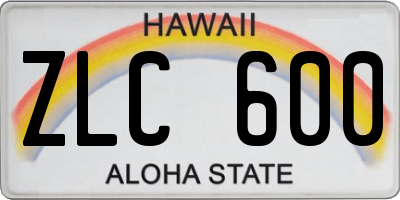 HI license plate ZLC600