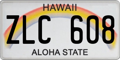 HI license plate ZLC608