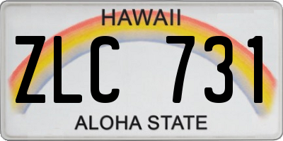 HI license plate ZLC731