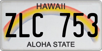 HI license plate ZLC753