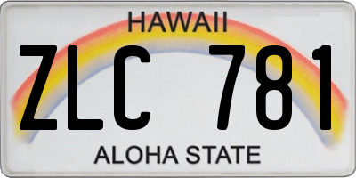 HI license plate ZLC781