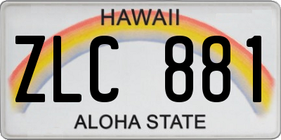 HI license plate ZLC881