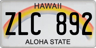 HI license plate ZLC892