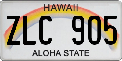 HI license plate ZLC905