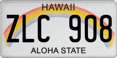 HI license plate ZLC908