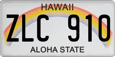 HI license plate ZLC910
