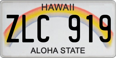 HI license plate ZLC919