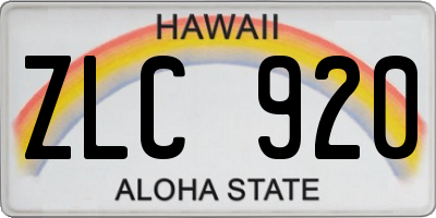 HI license plate ZLC920