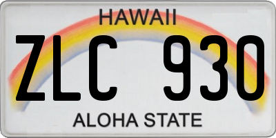 HI license plate ZLC930