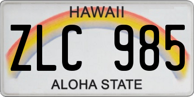 HI license plate ZLC985