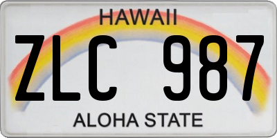 HI license plate ZLC987