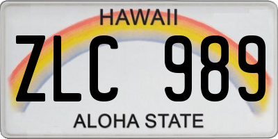 HI license plate ZLC989
