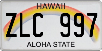HI license plate ZLC997