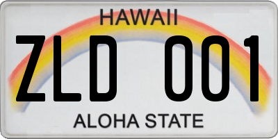 HI license plate ZLD001