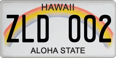 HI license plate ZLD002