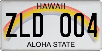 HI license plate ZLD004