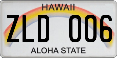 HI license plate ZLD006